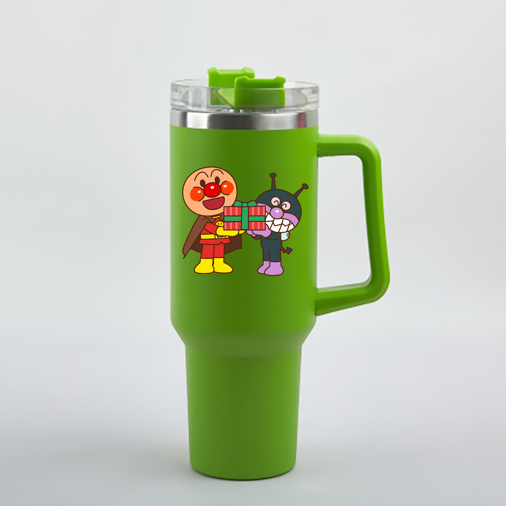 （画像用） アンパンマン Anpanman 1200mL車用タンブラー - クリスタルステッカー（プラスチックストロー付き）